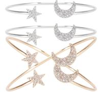 SUPVOX Bracelet Manchette Ajustable en Alliage Étoiles et Lune, 4 Pièces, Style Créatif et Chic, Éclat, Accessoire de Poignet pour Femmes et Filles