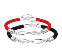 SUPVOX Bracelets de Couple en Métal 2pcs pour Saint Valentin, Style Élégant Cordon Rouge et Noir, Présent pour Mariage et Amoureux