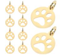 SUPVOX Breloques Rondes de Patte de Chien 10pcs en Acier Inoxydable Or, Design Créatif Plat, Accessoires Uniques pour Chaînes et Bijoux Confortables à Porter