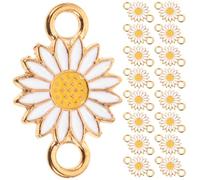 SUPVOX Breloques Tournesol en Alliage Blanc 20 Pcs - Connecteurs pour Création de Bijoux Accessoires de Loisirs Créatifs Pendentifs Fleurs pour Bracelets et Colliers