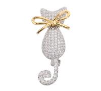 SUPVOX Broche Chaton en Strass avec Noeud, Broche pour Femmes et Filles, Accessoire Léger et Petit pour Robe, Manteau, Paquet à Dos, Bijou de Fête ou Anniversaire, Bijou Vintage Élégant