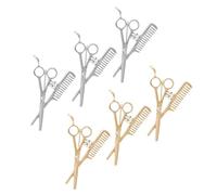 SUPVOX Broche de Coiffeur 8 Pièces Ciseaux et Peigne en Métal Doré et Argenté, Épingles de Revers Décoratives pour Vêtements de Barbier, Accessoires Coiffure pour Tenue Professionnelle