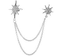 SUPVOX Broche Étoile Baroque en Alliage Argenté Strass Scintillants, Chaîne Décorative Petite Étoile, Épingle Revers Élégante pour Mariage Femme et Occasions Formelles, Bijou Déclaration