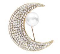 SUPVOX Broche Lune en Strass Dorée S-4, Épingle à Chemise Demi-lune Cristaux Blancs, Accessoire Décoratif pour Vêtements, Broche Anti-décollement, Bijou Élégant pour Femmes