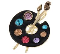 SUPVOX Broche Palette de Peinture à L’Huile Noire avec Cristaux Épingle de Revers Anti-Dévoilement Accessoire Élégant pour Veste Femme Bijou Polyvalent pour Fête des Mères et