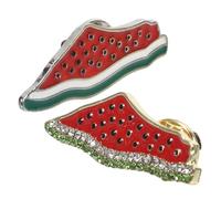 SUPVOX Broche Pastèque en Émail Lot de 2 Pièces 1 Pastèque Dorée Strassée et Forme Originale Accessoires Mode Femme pour Veste Paquet Chapeau Tenue Estivale