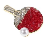 SUPVOX Broche Ping-pong Sportive en Cristal Rouge, Épinglette Esprit D'équipe, Accessoire Léger pour Veste ou Chemise, Bijou Collection D'équipes, Présent pour Fans de Tennis de Table