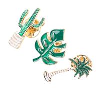 SUPVOX Broche Végétale en Alliage Métal, Lot de 3 Set de Pièces Feuilles et Cactus, Épingles Décoratives pour Foulard, Paquet à Dos et Tailleur Femme, Accessoire Été Élégant et Naturel,