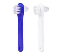 SUPVOX 2Pcs Brosse Pour ProthèSes Dentaires Brosse De Nettoyage à Double TêTe HygiéNiques Faux Dents Longue PoignéE AntidéRapante