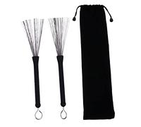 SUPVOX Brosses à Tambour Rétractables Fil Acier Inoxydable avec Sac de Rangement Balais Percussion pour Batterie Jazz Protection et Confort pour Batteurs Débutants et Groupes
