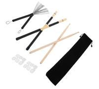 SUPVOX Brosses pour Batterie Bois avec Baguettes Silencieuses et Tapis de Percussion Accessoires Légers pour Pratique Musicale à Domicile ou Répétition