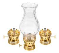 SUPVOX Brûleur en Métal pour Lampe à Pétrole Vintage, Régulateur Réglable de Luminosité, Abat-Jour en Verre Petit Modèle Bordure Décorative, Lot de 3 Set de Pièces, Accessoire pour Lampe