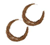 SUPVOX Cadres Décoratifs en Rotin Naturel 15 CM Forme Lune Lot de 2 Couronnes Soi-Même pour Atelier Créatif et Décoration Intérieure