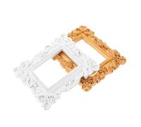 SUPVOX Cadres Photo Baroques Vintage en Résine 2 Pièces Grands Cadres Rectangulaires Floraux Ambre Doré et Blanc Plâtre Décoratifs pour Table et Loisirs Créatifs Victoriens Décor