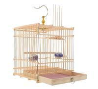 SUPVOX Cage à Oiseaux Bambou avec Plateau Amovible Suspension Et Finition Carbonisée pour Perruches Et Petits Perroquets Habitat Décoratif Vintage