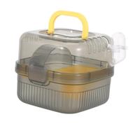 SUPVOX Cage de Transport pour Hamsters Petite Taille Double Couche en Plastique Jaune Fond Amovible et Nombreuses Aérations Mallette Portable Sécurisée pour Petits Animaux comme Cochons