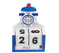 SUPVOX Calendrier en Bois Décoratif Perpétuel Petit Format Calendrier à Blocs Manuels Méditerranéen en Bois Naturel Accessoire Décoratif pour Table et Bureau