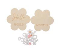 SUPVOX Cartes Bois pour Garçon Fille Mois Panneau de Suivi de Croissance Mensuelle avec Fleurs Accessoires Photo Souvenirs Durables pour Shower et Annonce de Croissance