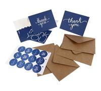 SUPVOX Cartes de Remerciement de Mariage Enveloppes Papier Kraft Bleu Marine Lot de 16 Pièces pour Mariage Shower et Événements Festifs