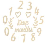SUPVOX Cartes Étapes en Bois pour -Né 17 Pièces Cartes de Croissance Mensuelles Chiffres et Mots Jours Mois Années Accessoires Photo pour Suivi de Croissance Bébé et Fête