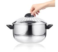 SUPVOX Casserole à Nouilles 16 Cm en Acier Inoxydable Couvercle Passoire, Pot à Haute Température pour Cuisson Rapide, Égouttage Facile, pour Pâtes et Soupe Maison