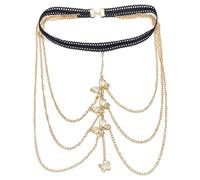 SUPVOX Chaîne de Cuisse Femme Dorée Multicouche Élastique, Bijou de Corps, Chaîne de Jambe pour Soirée, Mariage, Plage et Look Estival