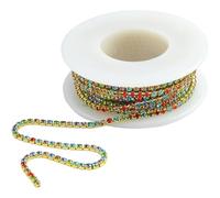 SUPVOX Chaîne en Strass 2 Mm en Laiton Doré, Galon Décoratif à Griffes Multicolore pour Couture Diy, Bordure Chic pour Vêtements, Accessoires Loisirs Créatifs, Tissu Strass Scintillant