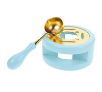 SUPVOX Chauffe-Cire Réutilisable en Alliage d'Aluminium Bleu Ciel 2 Pièces avec Cuillère à Cacheter Fondoir à Cire Compact pour DIY Sceaux Enveloppes et Projets Créatifs