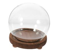 SUPVOX Cloche en Verre Ronde 15 Cm avec Socle en Bois Antique, Dôme Transparent pour Terrarium, Décor Micro-Paysage, Protection Anti-poussière, Objet Décoratif pour Jardin et Maison