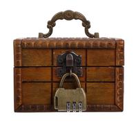 SUPVOX Coffret Gravé en Bois Rétro Serrure à Combinaison, Boîte à Bijoux Vintage pour Rangement Sécurisé, Accessoire Décoratif pour Escape Game et Espace Personnel