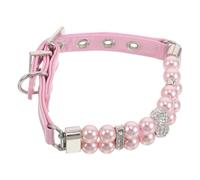 SUPVOX Collier Ajustable Fermeture Sécurisée en PU et Métal et Perles Imitation pour Chien et Chaton pour Fête d'anniversaire ou Événement Spécial