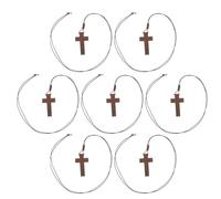 SUPVOX Collier Croix en Bois D’ébène Unisexe 7 Pièces Pendentif Religieux Minimaliste, Chaîne en Corde Ajustable, Accessoire Bohème pour Homme, Symbole de Foi Quotidien