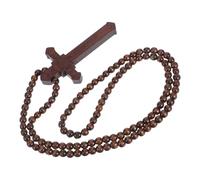 SUPVOX Collier Croix en Bois Unisexe Pendentif Crucifix Marron Chapelet Perlé Léger pour et Prière Bijou Chrétien Spirituel pour Homme et Femme Présent de Noël Chrétien