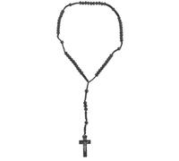 SUPVOX Collier Croix en Perles de Bois Naturel, Chaîne Chapelet Tressée, Collier Croix pour Femme et Homme, Bijou Ras du Cou, Léger et Solide, Accessoire Mode Polyvalent