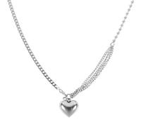 SUPVOX Collier Cœur Multicouche en Acier Inoxydable 316L Chaîne Ronde Élégante de Taille Moyenne Pendentif Cœur Minimaliste pour Femme Bijou de Mode pour Saint-Valentin et Usage