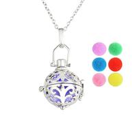 SUPVOX Collier D'aromathérapie Bijou Élégant en Cuivre Argenté avec Médaillon Diffuseur Rond et 6 Coussinets Colorés pour Diffuser Huiles Essentielles Quotidien
