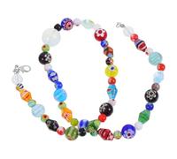 SUPVOX Collier de Perles en Verre Artisanales Fait Main, Pendentif en Verre Multicolore, Collier Ras du Cou pour Femmes, Accessoire et Artisanal, Bijou Unique pour Occasions Spéciales