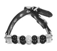 SUPVOX Collier De Perles pour Chien Ajustable en Cuir PU Noir, Taille XS 1,5x27 Cm, Collier Orné De Cristaux pour Petites Chiennes Et Chiots, Accessoire Élégant pour Promenades Et Fêtes