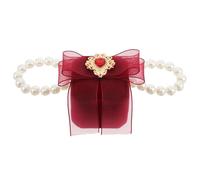 SUPVOX Collier Élégant Léger et Légèrement Élastique Boîte à Bague Rouge en Polyester et Perles Simulées pour Chien pour Cérémonies Spéciales et Mariages