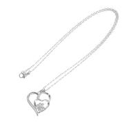 SUPVOX Collier en Acier Inoxydable Argenté pour Animaux de Compagnie Pendentif Design Cœur et Empreinte de Patte, Léger et Élégant pour Occasions Formelles et Usage Quotidien
