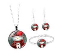 SUPVOX Collier et Boucles D’Oreilles de Noël en Alliage Argenté Pendentif Bonhomme de Neige Ensemble Bijoux Femme Chic Accessoires Décoratifs pour Fêtes et Occasions Spéciales