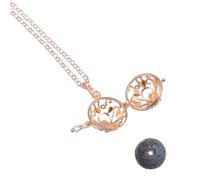 SUPVOX Collier Pendentif Chaîne de Pull pour Femme avec Pierre de Lave Volcanique Naturelle Pendentif Creux d'Arbre de Vie Doré Tour de Cou Élégant pour Diffusion Couleur Aléatoire