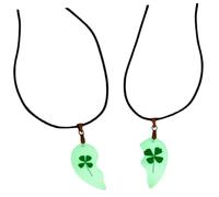 SUPVOX Collier Pendentif Couple 1 Paire Trèfle Lumineux et Fleurs Séchées, Collier Délicat en Alliage, Bijoux Décoratifs pour Femmes, Style Romantique, Présent Saint-valentin
