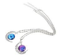 SUPVOX Collier Pendentif de Lune Pierres Précieuses, 2 Pièces, Alliage Résistant, Chaîne de 47 Cm, Bijou Spatial Féminin, Accessoire Élégant pour Occasions Spéciales