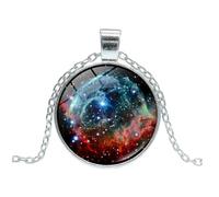 SUPVOX Collier Pendentif en Pierre Précieuse Univers Galactique Double Face 16 MM Argenté Bijou Unisexe en Boule de Verre Accessoire Mode pour Femme Présent Original et Élégant