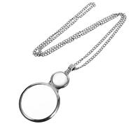 SUPVOX Collier Pendentif Loupe Chaîne en Alliage de Zinc et Verre Blanc, Grossissement 5x, Accessoire Élégant Lecture de Livres et Prescriptions, Portable et Wearable