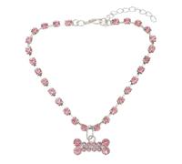 SUPVOX Collier pour Chien Ajustable en Métal Strass, Taille M, Couleur Rose, Collier de Chiot Confortable et Léger pour Usage Quotidien et Repérage Facile des Animaux de Compagnie