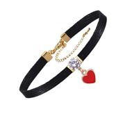 SUPVOX Collier Ras-du-cou en Cuir Réglable pour Femmes et Adolescentes avec Pendentif Cœur Doré, Choker Alliage Résistant, Bijou Mode pour Look Quotidien