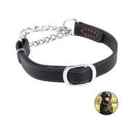 SUPVOX Collier Réglable en Cuir Véritable pour Chiens De Taille Moyenne Chaîne en Acier Inoxydable 2,5 Cm Collier De Dressage Semi-étrangleur pour Promenades Quotidiennes