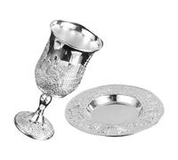SUPVOX Coupe à Vin Judaica Plaquée Argenté avec Soucoupe, Verre à Vin de Shabbat et Kiddouch Délicat, 1 Pièce pour Fêtes, Pessah et Cérémonies Religieuses, Présent Traditionnel